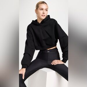 Alo Go Time Black Cropped Hoodie Sweater